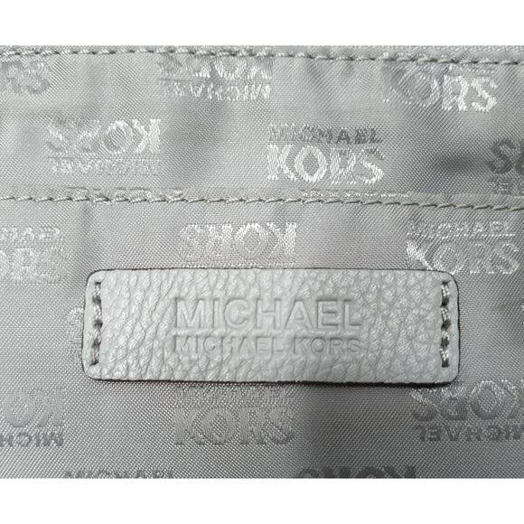 Michael Kors Gray Pebbled Leather Pushlock Zipper Hobo Shoulder Bag - Picture 14 of 16